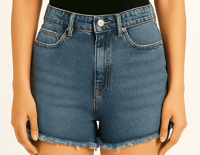Light Blue High-Waist Denim Shorts-costumepeti