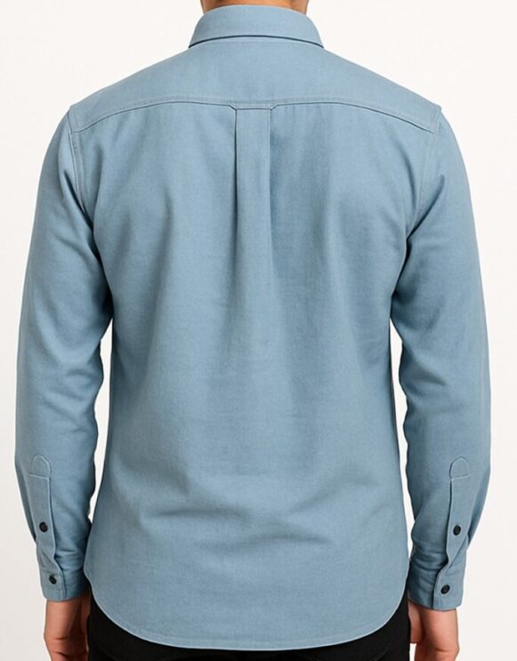 Steel Blue Double Pocket Shirt - Image 4