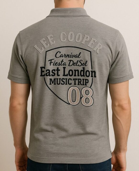 Lee Cooper Grey Polo T-shirt - Image 4