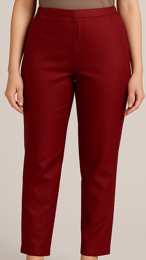 Maroon Straight-Fit Pants - Image 3