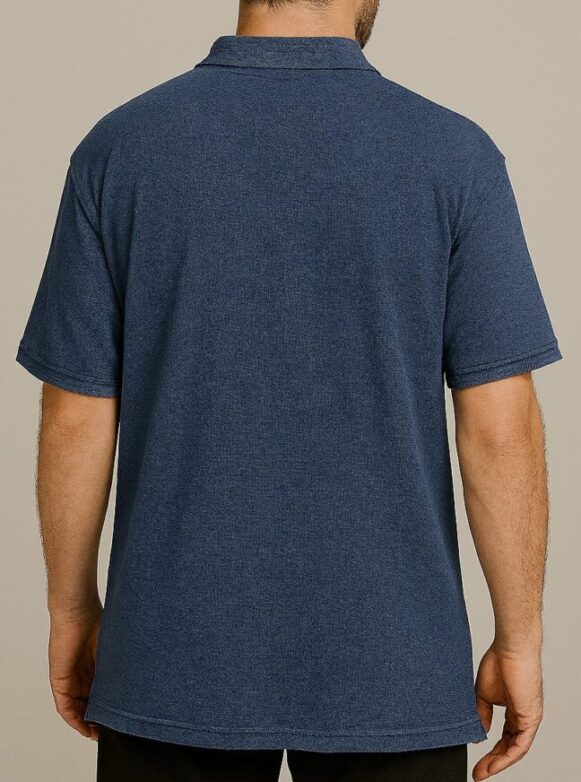 Navy Blue Polo T-Shirt with Logo Patch - Image 4