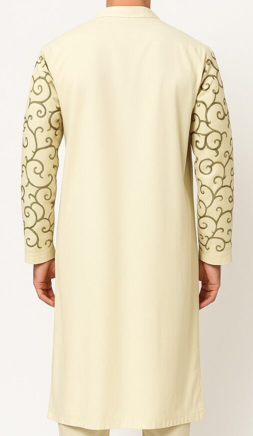 Embroidered Cream Kurta - Image 4