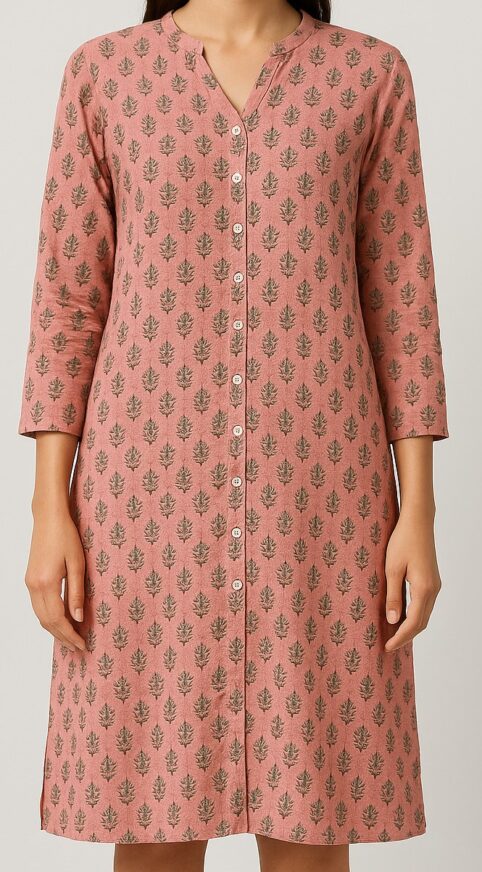 Blush Pink Printed Straight Kurta - Image 4