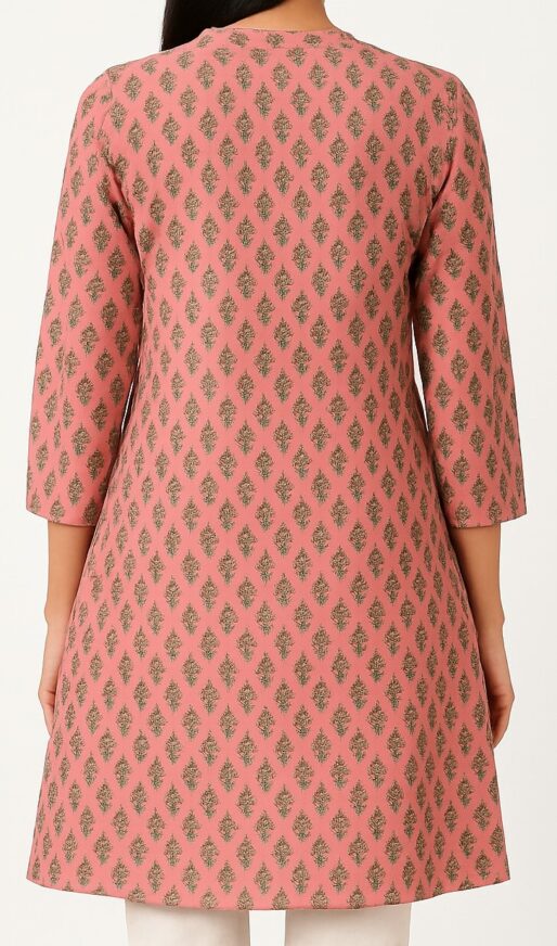 Blush Pink Printed Straight Kurta - Image 3