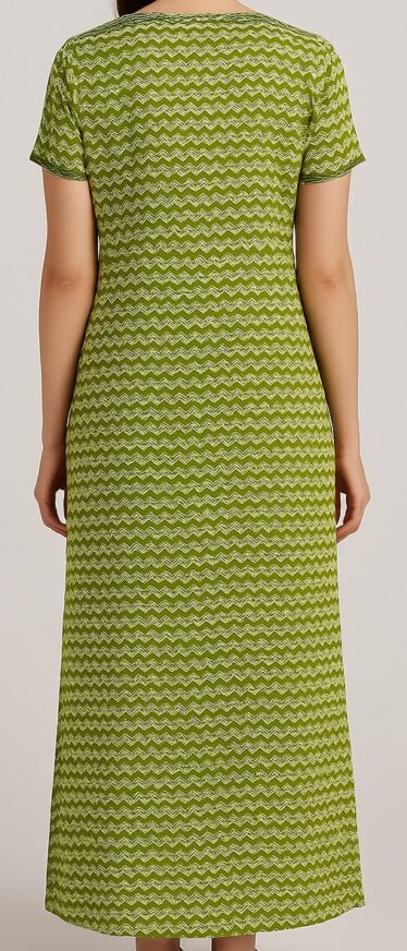 Olive Leaf Cotton Nightdress - Image 3