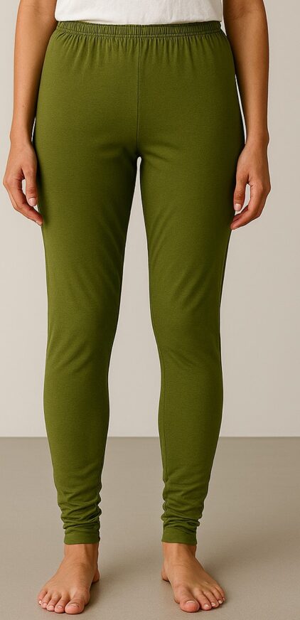 Olive Green Churidar Leggings - Image 4
