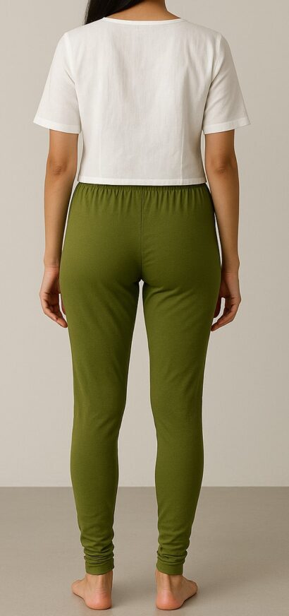 Olive Green Churidar Leggings - Image 3