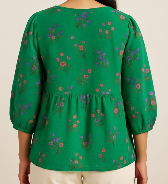 Green Floral Cotton Top - Image 4
