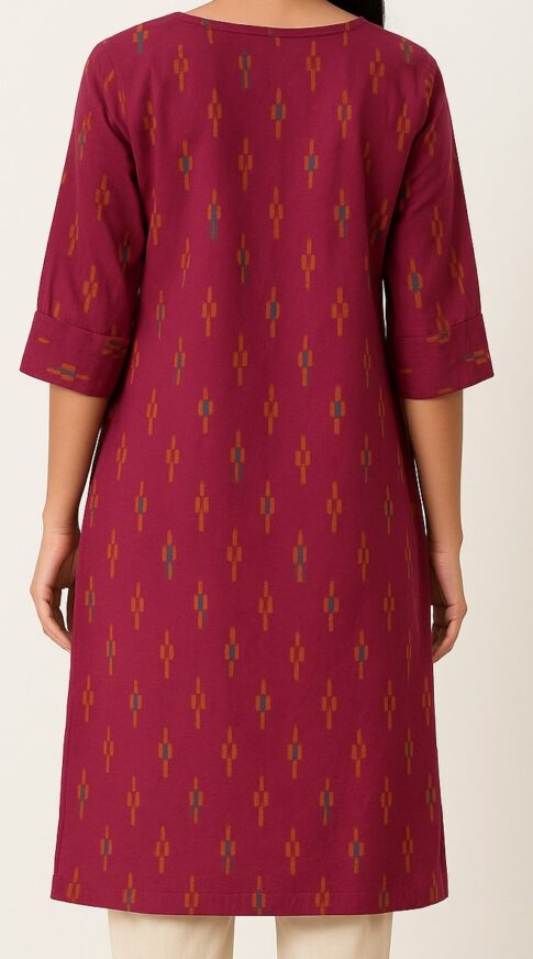 Maroon printed straight kurta - Image 3