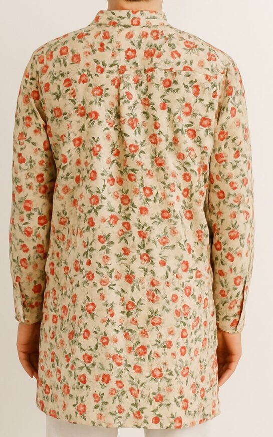 Beige Floral Kurta - Image 4