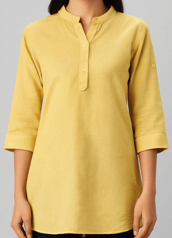 Mustard Yellow Cotton Kurta - Image 3