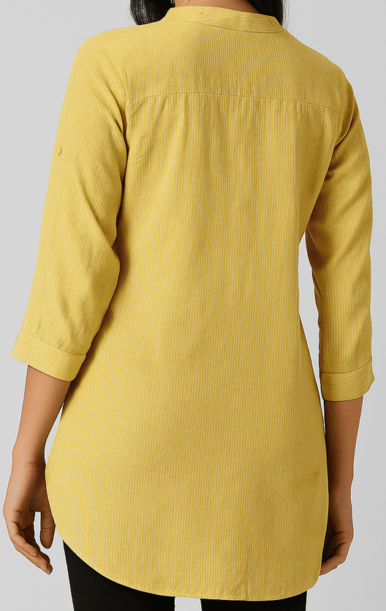 Mustard Yellow Cotton Kurta - Image 4