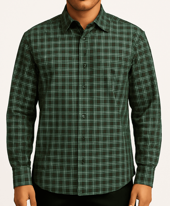 Green Grid Check Shirt - Image 3