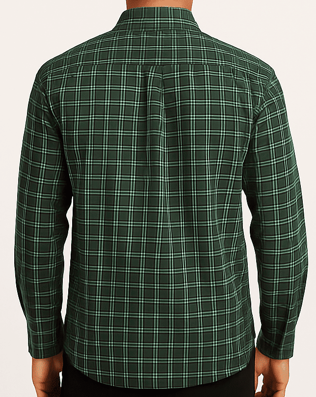 Green Grid Check Shirt - Image 4