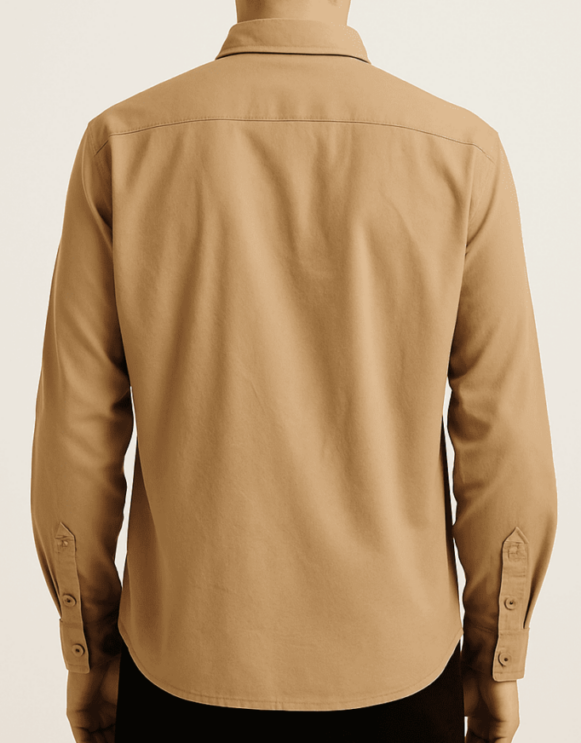 Camel Beige Cotton Casual Shirt - Image 4