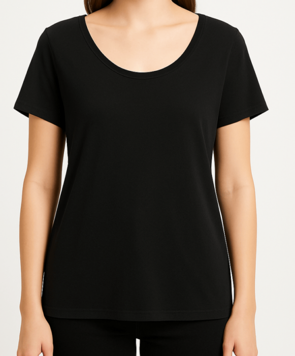 Women’s Classic Black Round Neck T-Shirt
