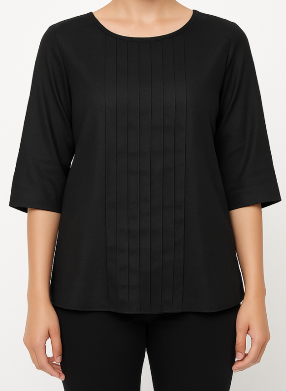 Women’s Black Solid Tunic Top - Costumepeti