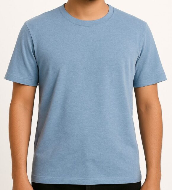 Men’s Light Blue Crew Cotton T-Shirt