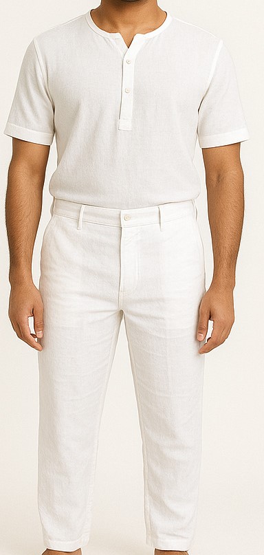 White Cotton Co-ord Set for Men