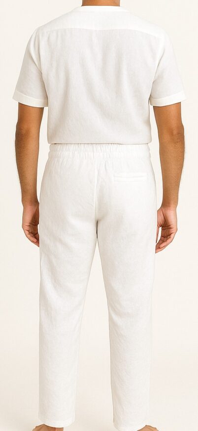White Cotton Co-ord Set for Men - Image 3