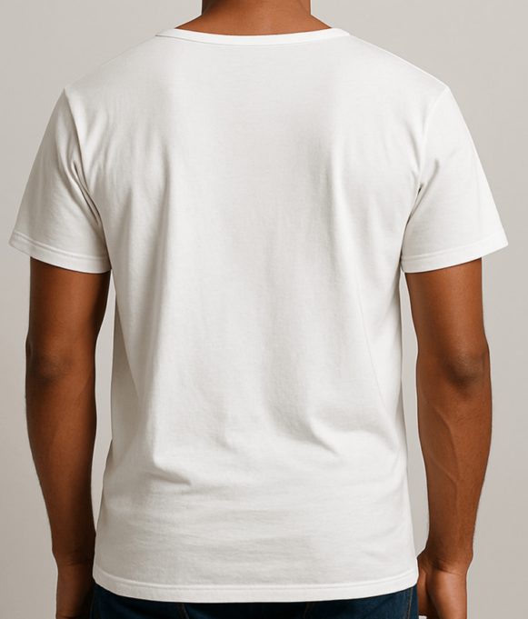 White Round-Neck Cotton T-Shirt for Men - Image 4