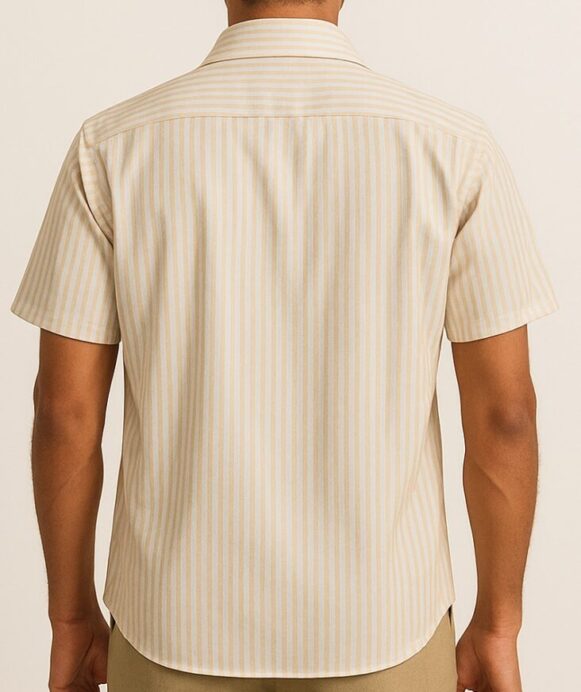 Beige-White Stripe Cotton Shirt - Image 3