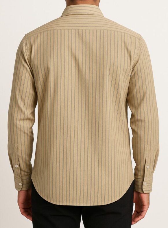 Beige Striped Casual Shirt - Image 3
