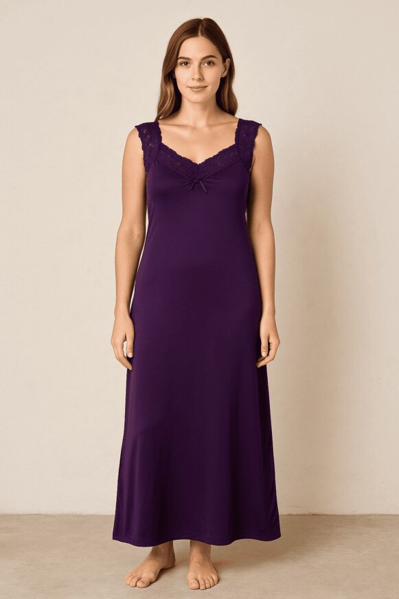 Plum Lace Strap Nightgown