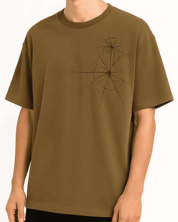 Olive Green Graphic Printed Oversized T-Shirt_costumepeti