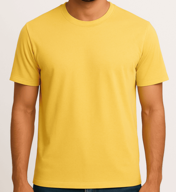 Yellow Cotton Blend Round Neck T-Shirt