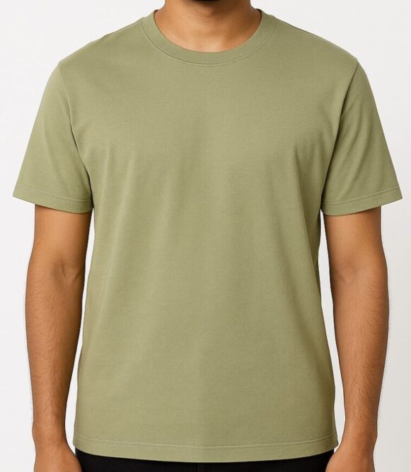 Olive Green Cotton Crew Neck T-Shirt