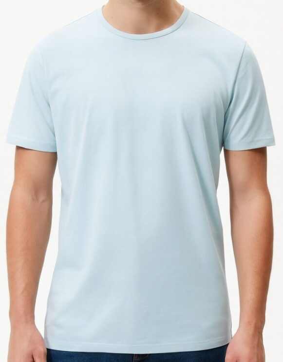 Light Blue Cotton Crew Neck T-Shirt