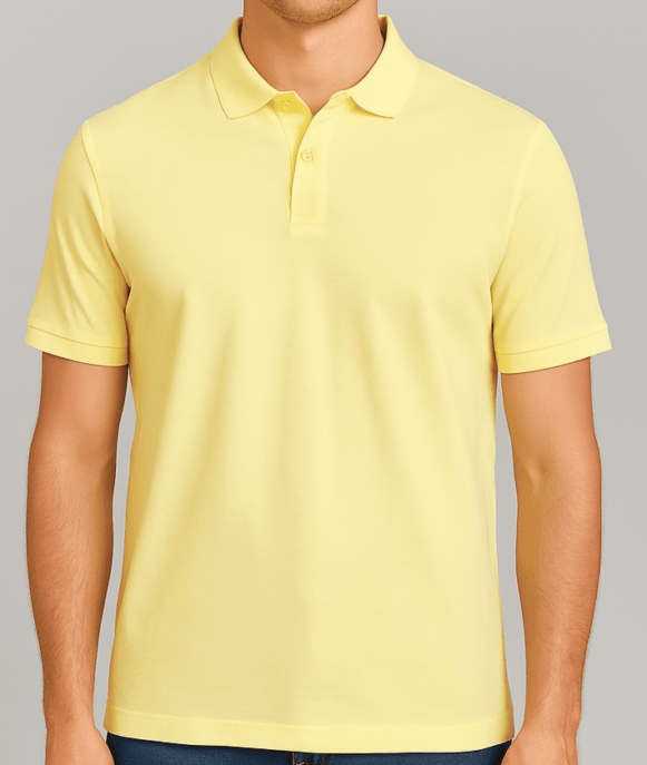 Bright Yellow Cotton Blend Polo T-Shirt
