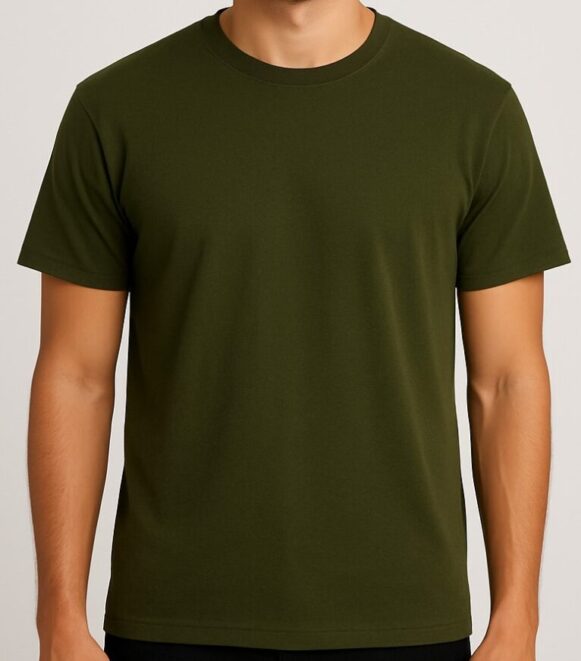 Men’s Olive Green Crew Neck Cotton T-Shirt