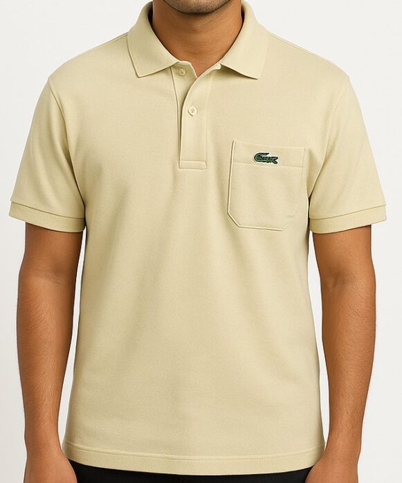 Beige Cotton Polo T-Shirt for Men