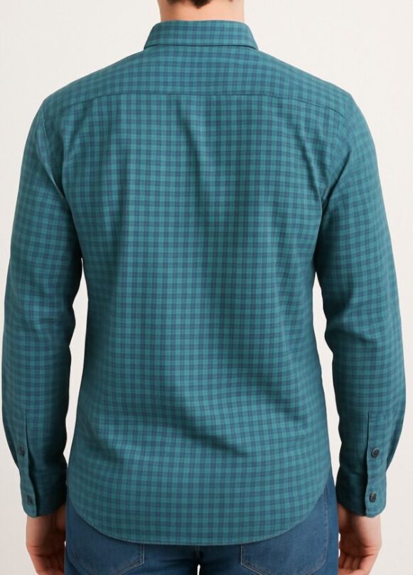 Teal Green Checked Shirt - Image 3