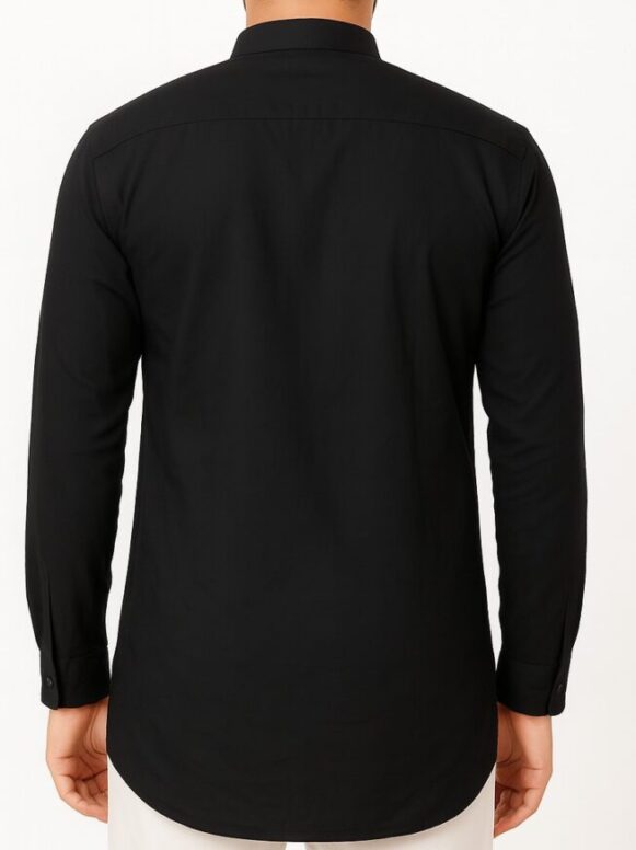 Men’s Black Mandarin Collar Shirt - Image 3