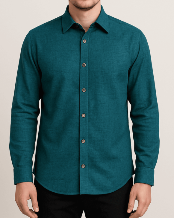 Teal Textured Formal Shirt