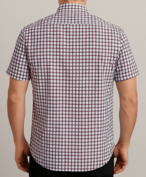 Maroon-Navy Check Shirt - Image 3