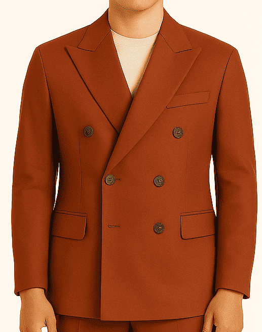 Rust Brown Double-Breasted Suit