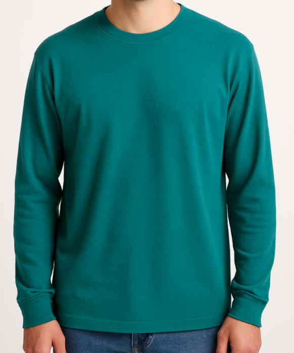 Teal Green Crew Neck Full Sleeve Tee