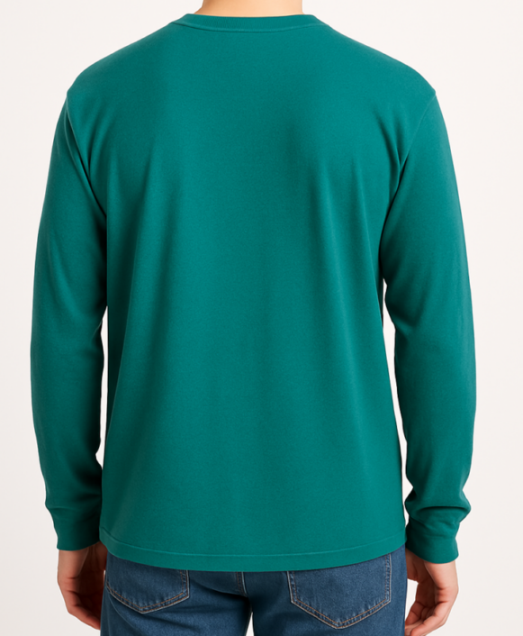 Teal Green Crew Neck Full Sleeve Tee - Image 3