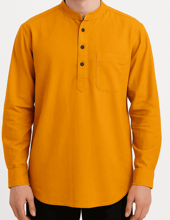Mustard Kurta-Style Shirt