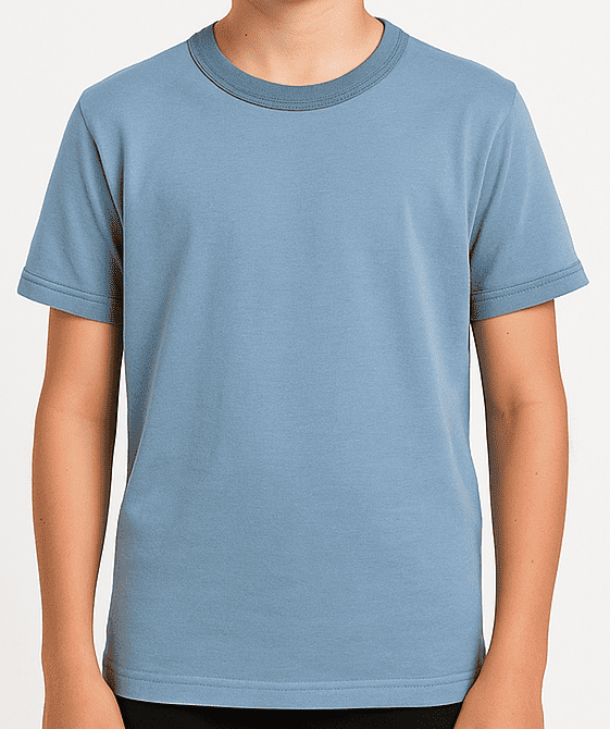 Boys’ Light Blue Solid Cotton T-Shirt_costumepeti