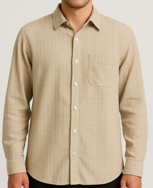Beige Check Shirt_costumepeti