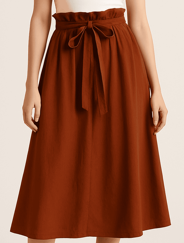 Rust brown midi skirt-costumepeti