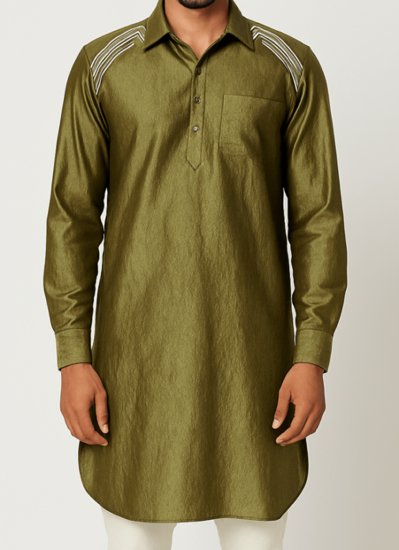 Olive Green Straight Kurta_costumepeti