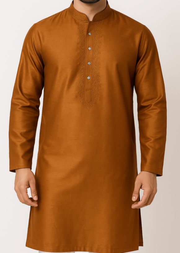 Rust Brown Cotton Blend Kurta_costumepeti