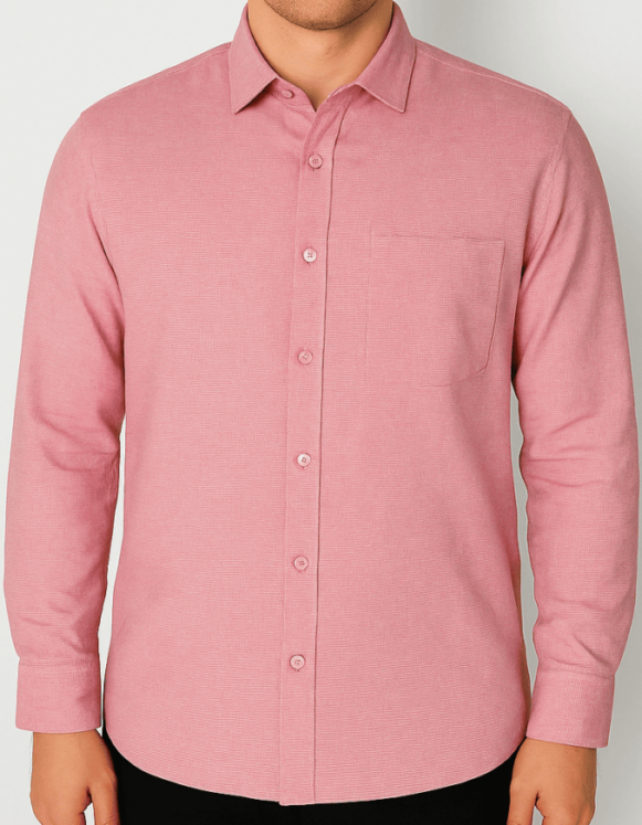 Men’s Pink Long Sleeve Cotton Shirt