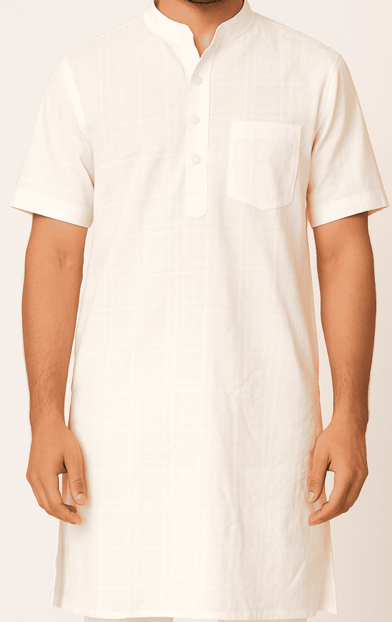 Men’s Off-White Cotton Short Kurta costumepeti